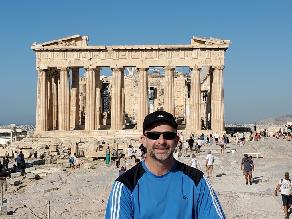 aj boltz in front of parthenon