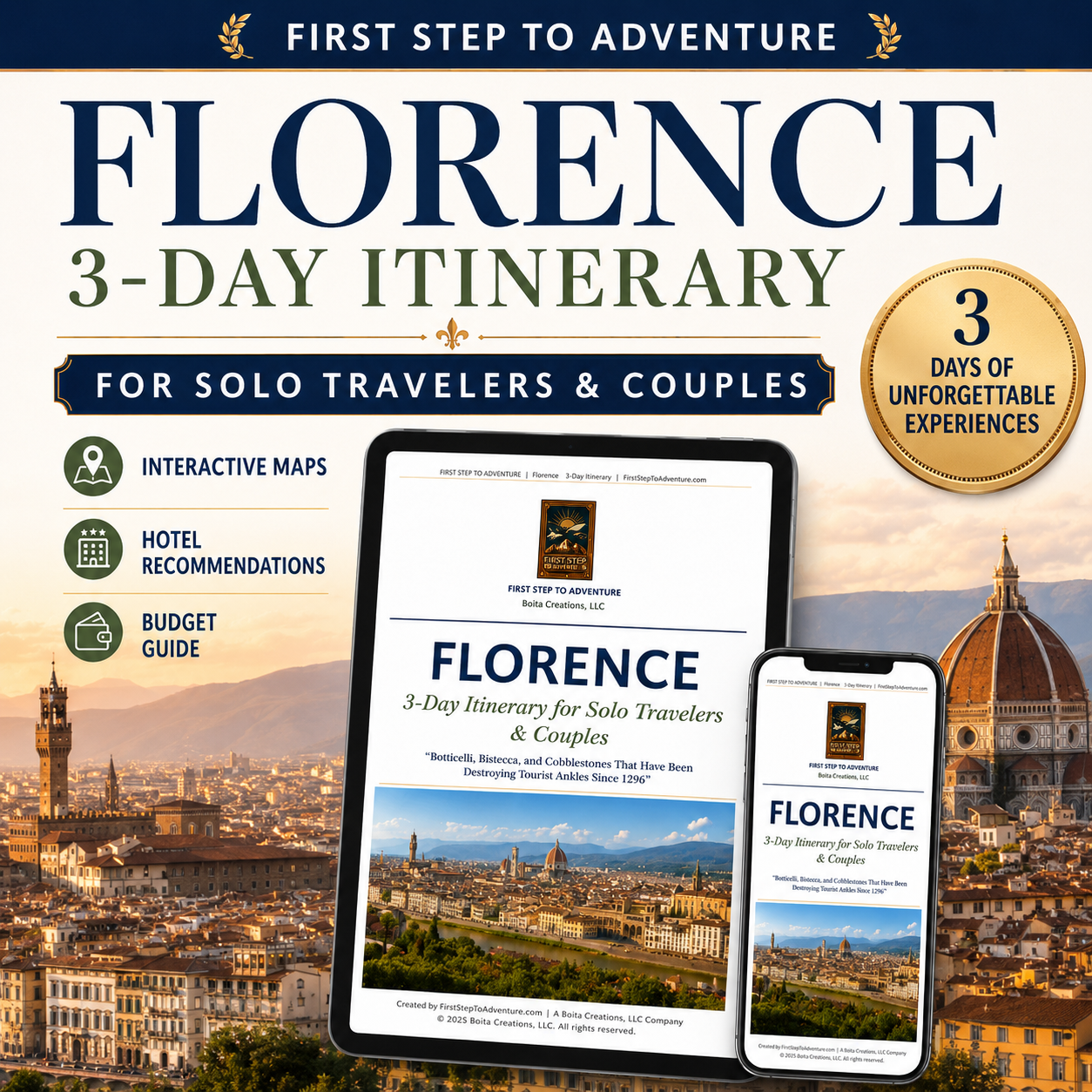 Florence 3-Day Itinerary Guide for Solo Travelers and Couples