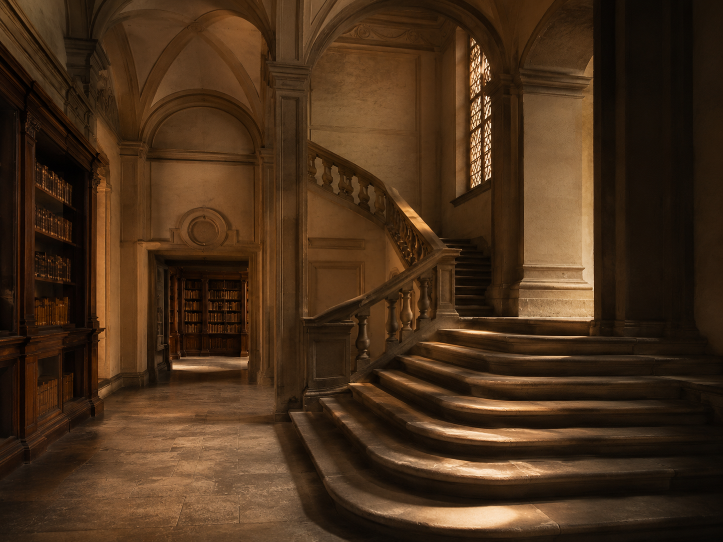 Laurentian Library staircase designed by Michelangelo
