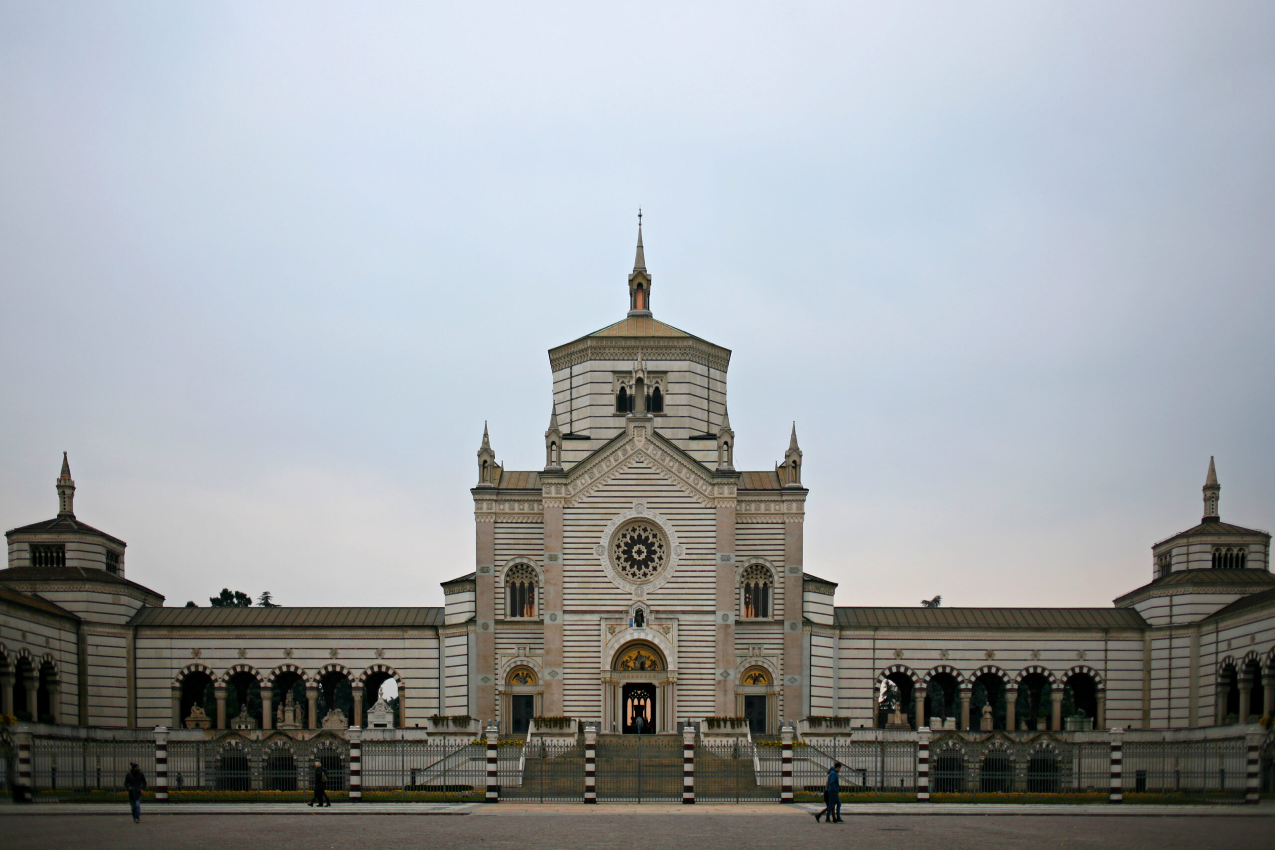 Sculptures and mausoleums inside Cimitero Monumentale in Milan