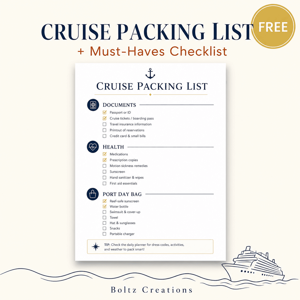 Cruise Packing List free