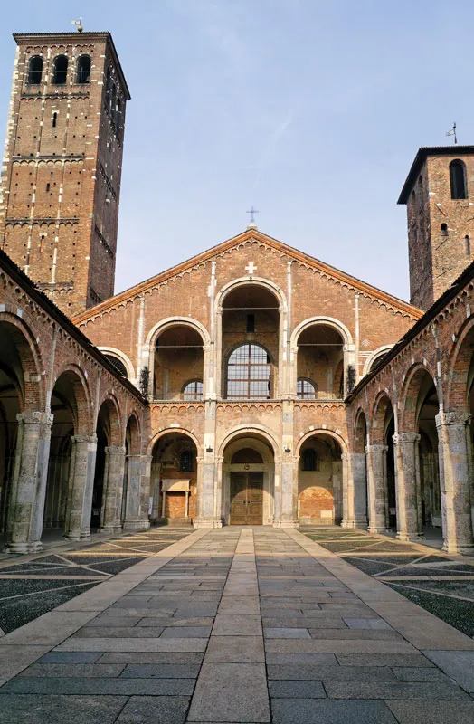 Brick atrium of Basilica di Sant'Ambrogio in Milan