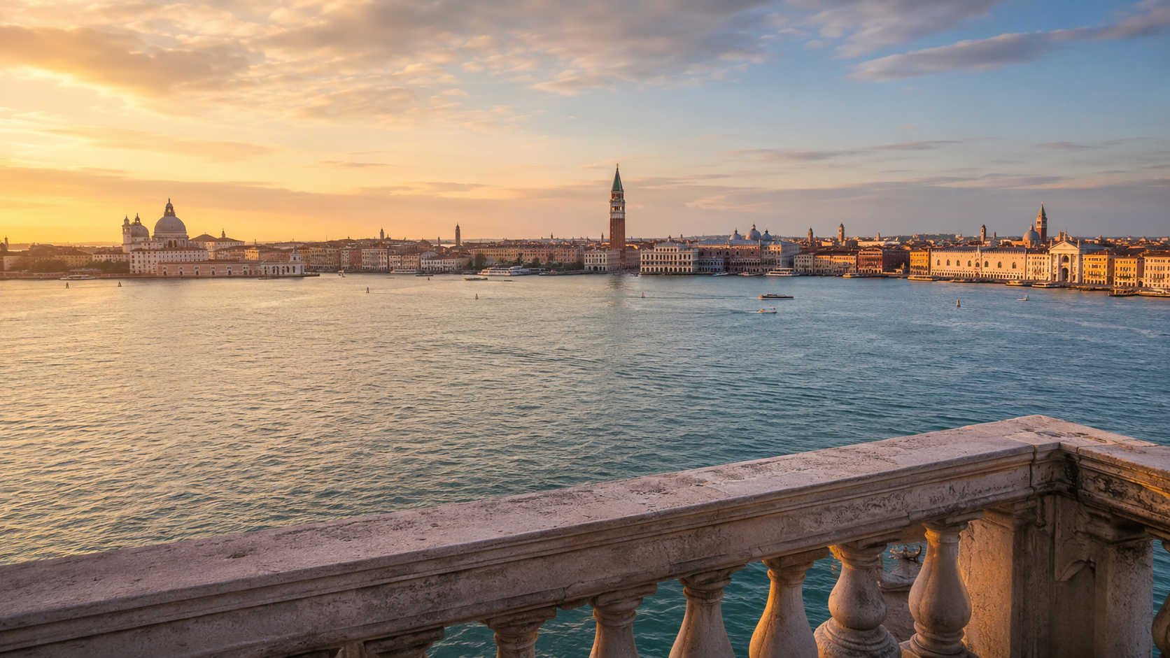 View from San Giorgio Maggiore bell tower across St. Mark's Basin