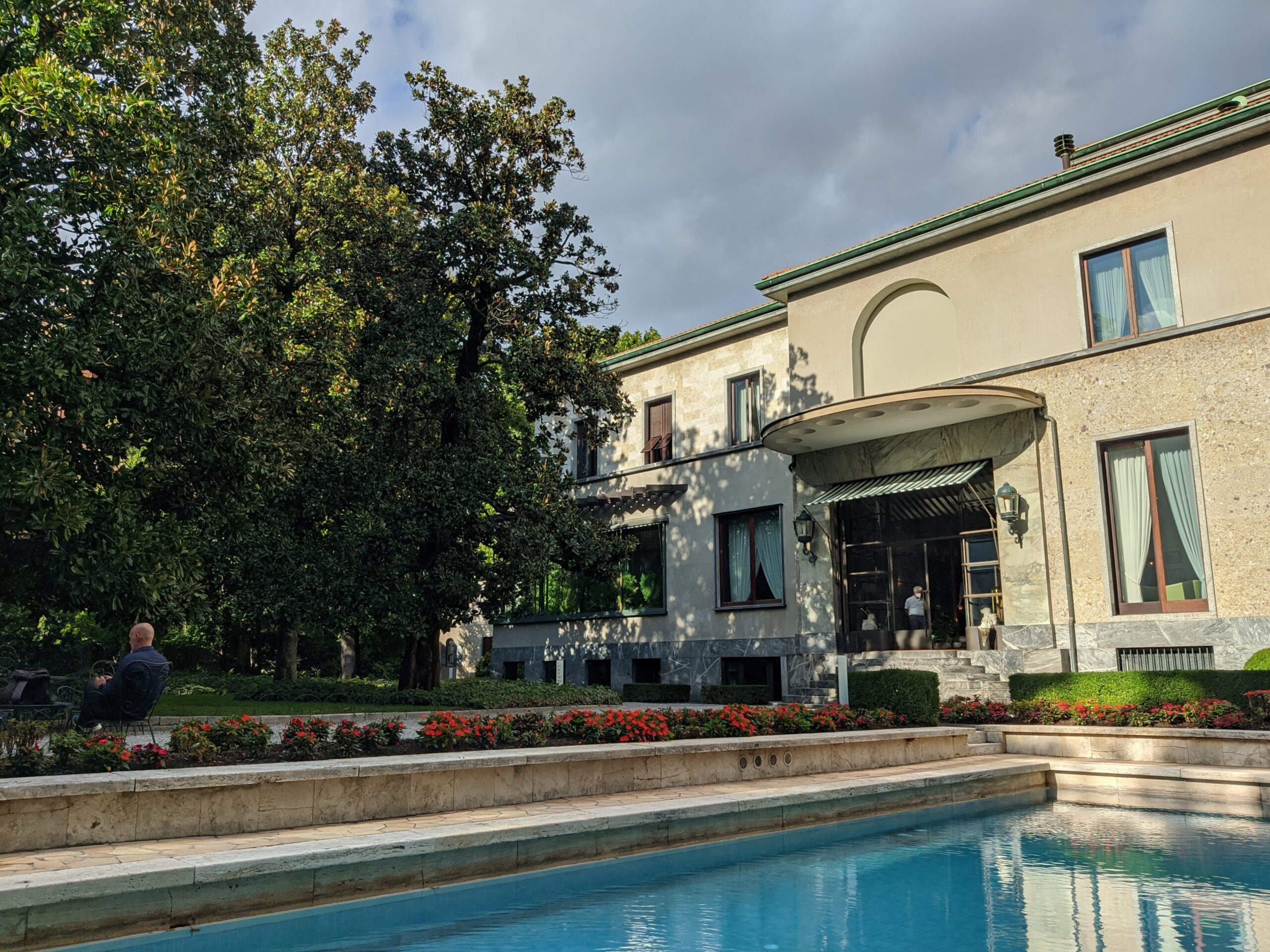 Garden and swimming pool at Villa Necchi Campiglio in Milan